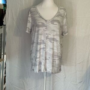 Mud Pie Gray Camo Short Sleeve Tee